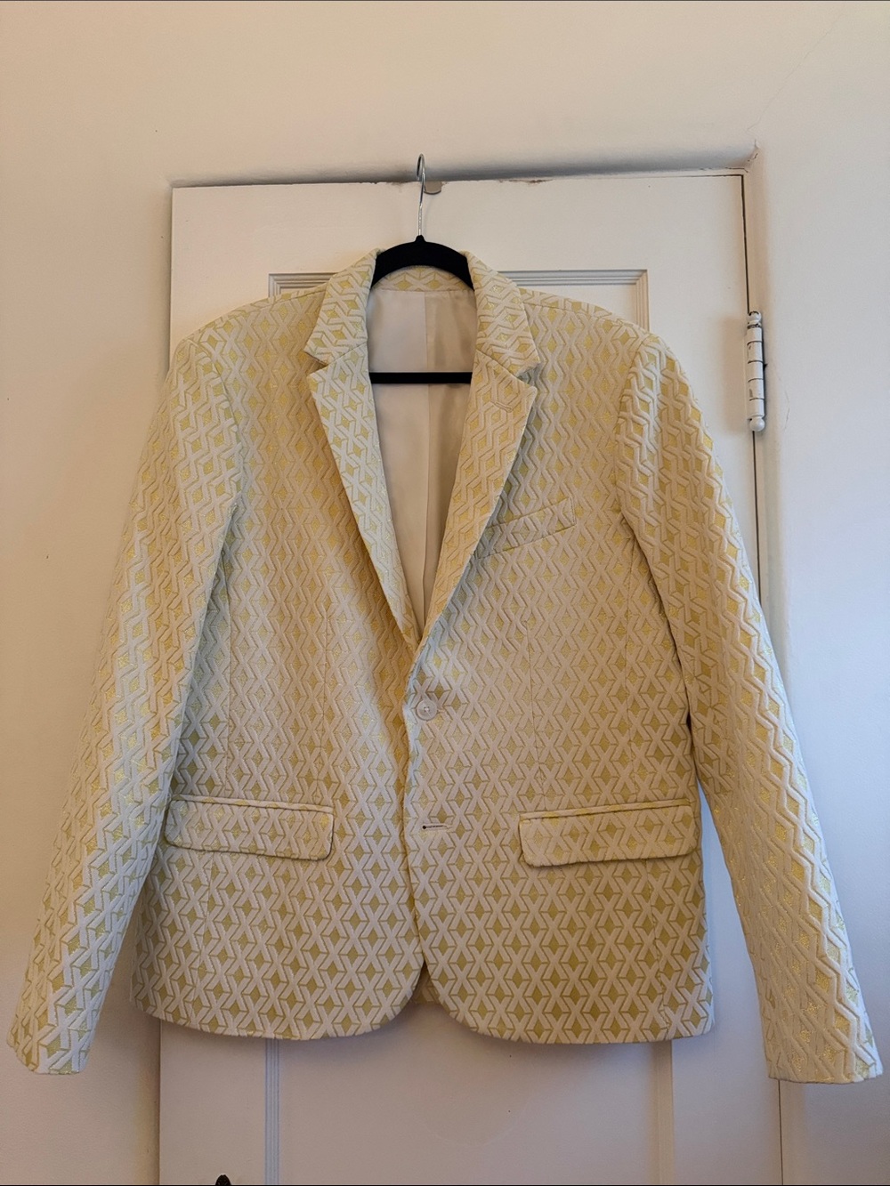 Mr Turk Gold & White Jacquard Men's Tuxedo Blazer